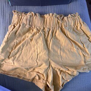 Yellow Linen Shorts